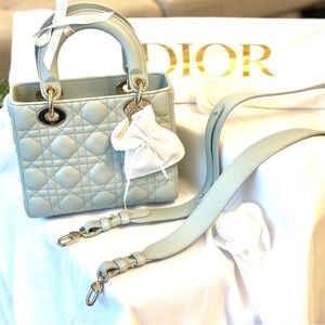 Small Lady Dior Bag in Limited edition/Very rare Placid Blue Cannage Lambskin.